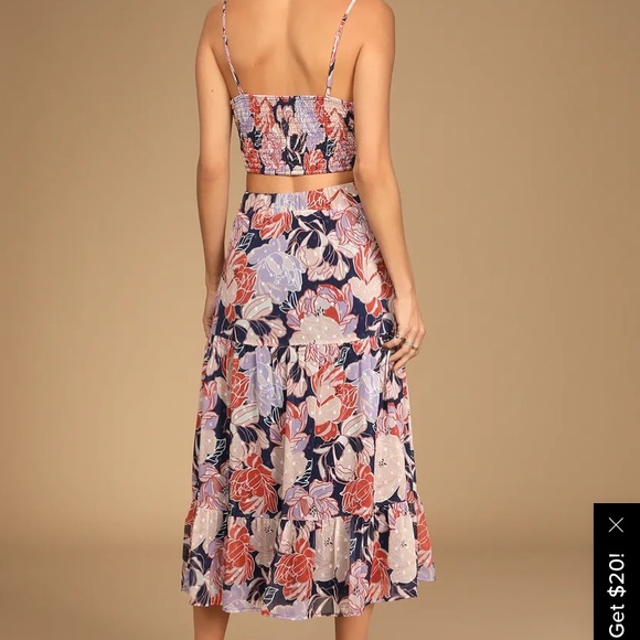 Floating Through Flowers Multi Floral Two-Piece Midi Dress. - Picture 3 of 7